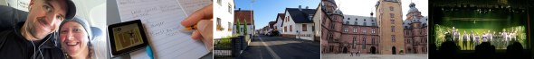 L to R: Our flight from Dublin to Frankfurt; practicing my German;