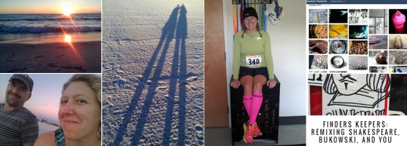 L to R: Threesunset scenes in Florida; 5K racing on my birthday; my October photo project; and M's new poetry blog